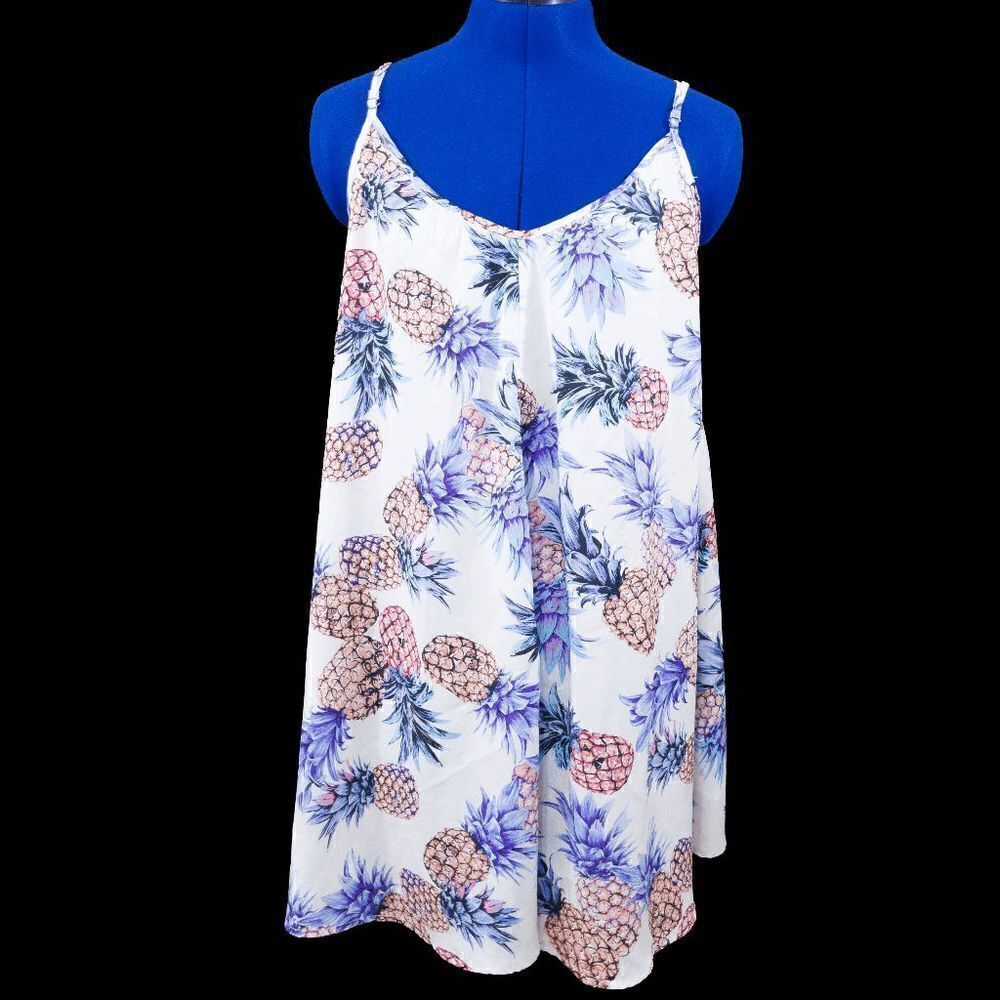 RED by Saks Fifth Avenue Dress Pineapple Print Tank Top Dress Women's Size Small